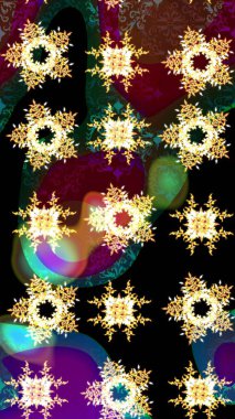 Hint süsü. Renkli süs kenarı. Siyah, kahverengi ve mavi renklerde. Raster illüstrasyonu. Çiçek duvar kağıdı. Kusursuz desen.