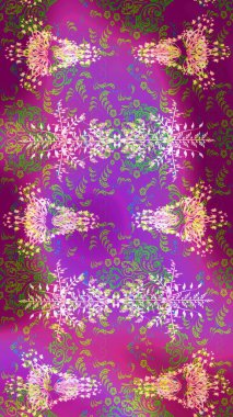 Raster illüstrasyonu. Mor, mor ve yeşil kar tanelerinden izole edilmiş. Kar taneleri koleksiyonu. Güzel kış süsleri..