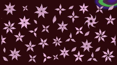 Raster illüstrasyonundaki çiçek desenli çizim. Suluboya tarzında kahverengi renkte çiçekler.