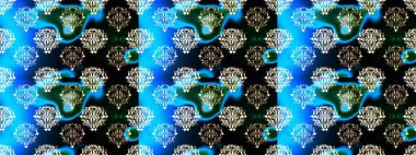 Altın çiçekli, pürüzsüz desen. Damask arkaplanı. Barok tarzında altın çiçekli süs. Mavi, siyah ve nötr renklerdeki altın element.