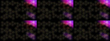 Kar tanelerinin soyut arkaplanlı Noel şablonu. Siyah, gri ve kahverengi kar taneleri. Raster illüstrasyonu. Noel ve Yeni Yıl moda baskıları için tatil tasarımı.