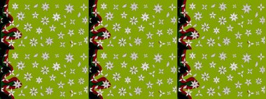 Yeşil renkte güzel çiçekler, suluboya desenli, duvar kağıdı, kart ya da kumaş için fayanslı eskizler. Raster..