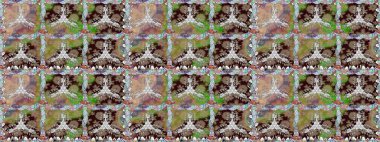 Küçük çiçekteki sevimli çiçek deseni. Kahverengi renkli çiçekler. Raster illüstrasyonu.