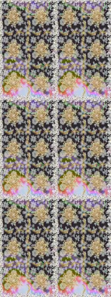 Tekrarlayan elementlerle soyut arkaplan oluşturun. Gri renkler ve altın elementler üzerinde altın pürüzsüz desen. Raster illüstrasyonu. Kusursuz, klasik altın desen..