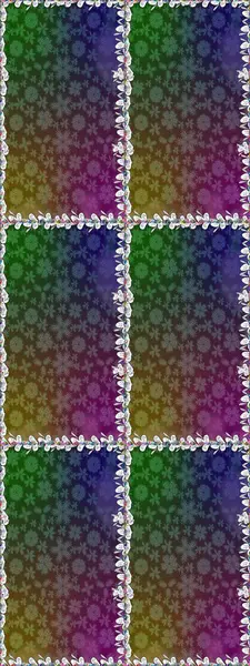 Yeşil kıvırcık çiçekler yeşil renkte şekillenir. Raster illüstrasyonu. Klasik çiçek tasarım elementleri.