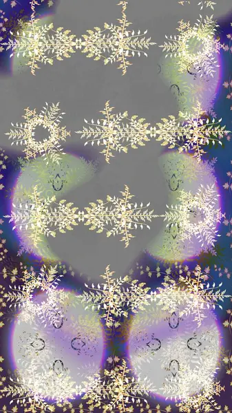 Noel ve yeni yıl moda baskıları için tatil tasarımı. Kar tanelerinin soyut arkaplanlı Noel şablonu. Raster illüstrasyonu. Gri, nötr ve mor kar taneleri.