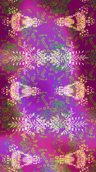 Raster illüstrasyonu. Mor, mor ve yeşil kar tanelerinden izole edilmiş. Kar taneleri koleksiyonu. Güzel kış süsleri..