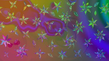 Kahverengi renkli etnik çiçeklerin olduğu zarif bir eskiz modeli. Asya Tekstil 'inde Raster Çiçek İllüstrasyonu.