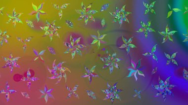 Yeşil renkli çiçekler. Renkli Bahar Teması eskiz kalıbı. Asya tekstil tarzında. Çiçek desenli çizim. Düz Çiçek Elementleri Tasarımı. Raster illüstrasyonu.