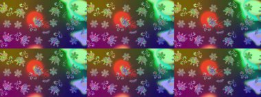 Nazik, sevimli çiçek arkaplanı. Çiçekli karalama şeklinde Raster çiçek deseni. Yeşil renkte çiçekler.