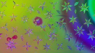 Nazik romantik baskı. Yeşil renkli çiçekler. Tatil havası. Bahar mevsimi. Raster güzel bir çiçek deseni çiziyor..