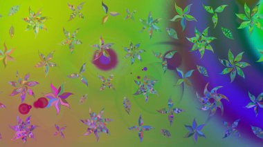 Yeşil renkli çiçekler. El çizimi çiçekli soyut çizim kalıbı. Raster illüstrasyonu.