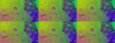 Çiçek deseni. Yeşil renkte çiçek çizimi. Yeşil renkli çiçekler. Raster illüstrasyonu. Şatafatlı bahar bahçesi dokusu.