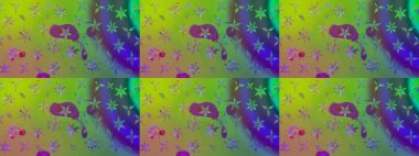 Çiçekli çiçek deseni, suluboya. Düz Çiçek Elementleri Tasarım Raster illüstrasyonu. Yeşil renkli çiçekler. Renkli Bahar Teması Eskiz Şablonu.