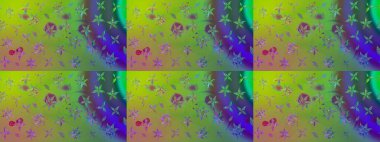 Nazik, sevimli çiçek arkaplanı. Yeşil renkli çiçekler. Raster çiçek desenli ve çiçekli..