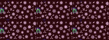 Raster illüstrasyonu. Raster deseni. Patlayan çiçekler soyut olarak yerleştirilmiş. Yumuşak, bahar çiçekleri kahverengi renklerde.