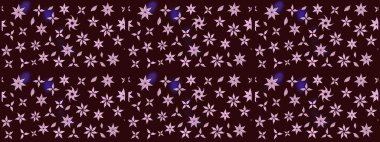 Düz Çiçek Elementleri Tasarımı. Sevimli çiçek raster deseni. Kahverengi renkli çiçekler. Renkli Yaz Teması çizim şablonu.