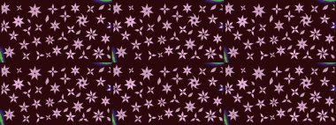 Raster illüstrasyonundaki çiçek desenli çizim. Kahverengi renkte çiçekler.