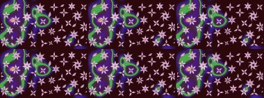 Nakış desenli çiçek deseni. Parmak izi, kumaş, duvar kâğıdı, tekstil için raster dokusu. Renkli grunge soyut arkaplanı colokahverengi çiçeklerle zenginleştirir.