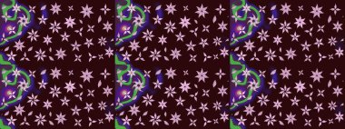 Kahverengi renkli çiçekler. Hediye ambalaj kağıdı, tebrik kartları, posterler ve pankart tasarımı. Raster düz çiçek çizim deseni.