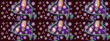 Sketch Colour Spring Theme eskiz kalıbı. Kahverengi renkli çiçekler. Düz Çiçek Elementleri Tasarımı. Sevimli çiçek raster deseni.