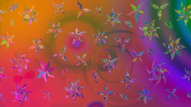 Düz Çiçek Elementleri Tasarımı. Çiçek deseni. Chichi 'nin kumaş kalıbını çiz. Raster illüstrasyonu. Renkli Bahar Teması çizim şablonu.