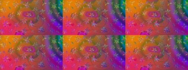 Düz Çiçek Elementleri Tasarımı. Renkli Yaz Temalı eskiz kalıbı. Raster Illustrasyon 'daki Çiçek Deseni' nin son moda çizimi. Mor renkte çiçekler.