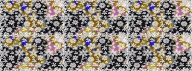 Parlak renkli çiçekleri ve gri renkli yaprakları olan kusursuz çiçek desenleri. Modern çiçek arkaplanı. Moda baskıları için zarif bir şablon. Halk stili.