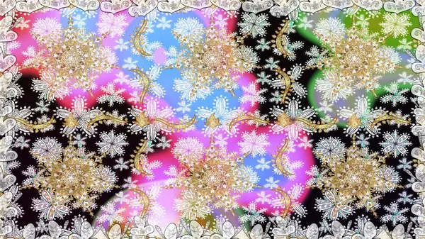 Geleneksel oryantasyon süsü. Kusursuz klasik raster nötr ve altın desenli. Klasik vintage arkaplan.