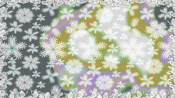 Çiçek ve yapraklı çiçek deseni. Raster illüstrasyonu. Küçük çiçekli şirin desen.