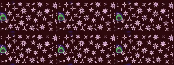 Raster illüstrasyonu. Raster deseni. Patlayan çiçekler soyut olarak yerleştirilmiş. Yumuşak, bahar çiçekleri kahverengi renklerde.