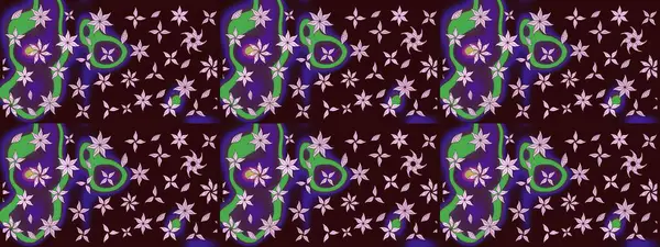 Nakış desenli çiçek deseni. Parmak izi, kumaş, duvar kâğıdı, tekstil için raster dokusu. Renkli grunge soyut arkaplanı colokahverengi çiçeklerle zenginleştirir.