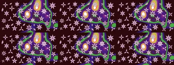 Sketch Colour Spring Theme eskiz kalıbı. Kahverengi renkli çiçekler. Düz Çiçek Elementleri Tasarımı. Sevimli çiçek raster deseni.