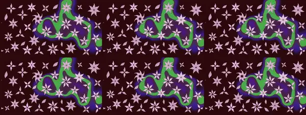 Çiçek desenli çizim. Asya tekstil tarzında. Raster illüstrasyonu. Kahverengi renkli çiçekler. Raster illüstrasyonu.