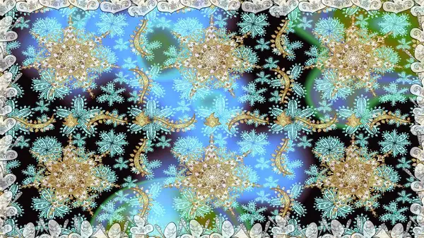 Klasik klasik klasik arka plan. Kusursuz klasik raster mavisi ve altın desenli. Geleneksel oryantasyon süsü.