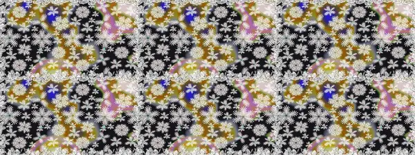 Parlak renkli çiçekleri ve gri renkli yaprakları olan kusursuz çiçek desenleri. Modern çiçek arkaplanı. Moda baskıları için zarif bir şablon. Halk stili.