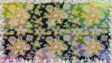 Kusursuz altın desen. Altın elementli gri renkler. Raster altın çiçek süsü brokar kumaş ve cam desenli. Çiçek desenli altın metal..