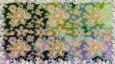 Raster geleneksel oryantasyon süsü. Altın elementlerle nötr renklerde altın desen. Kusursuz klasik altın desen.