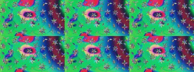 Elle boyanmış suluboya resim çizimleri, çiçekler ve bitkiler. Yeşil renkte çiçekler.