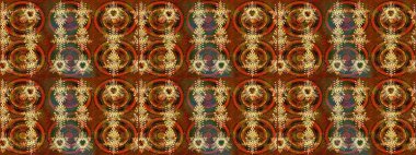 Raster skeci. Siluet kar taneleri tabelası izole edilmiş kahverengi, turuncu ve yeşil renkler. Kar Tanesi Mozaik ikonu. Düz dizayn. Sembol kışı, donmuş, Noel, yeni yıl tatili. Grafiksel element dekorasyonu.