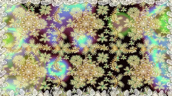 Raster altın çiçek süsü brokar kumaş ve cam desenli. Çiçek desenli altın metal. Kusursuz altın desen. Altın elementli nötr renkler.