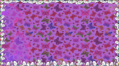 Güzel Kelebek Siluetleriyle Moda Dekorasyonu. Kart, Davetiye ve Yazdırma için Basit Güzel Kalıp. Renkli Kelebeklerle Bahar Arkaplanı. Güveli Raster Arkaplanı.