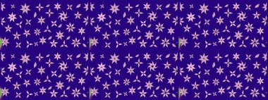 Raster deseni. Bahar çiçekleri dallı desen, mavi renkler çiçekli siluet.