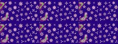 Hediye ambalaj kağıdı, tebrik kartları, posterler ve pankart tasarımı. Raster düz çiçek çizim deseni. Mavi renkte çiçekler.