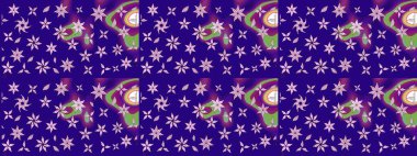 Mavi renkli çiçekler. Hediye ambalaj kağıdı, tebrik kartları, posterler ve pankart tasarımı. Raster düz çiçek çizim deseni.