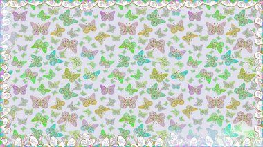 Kumaş, Tekstil, Baskı ve Davetiye için arka plan. Gri ve nötr arkaplanda kelebek deseni var. Raster illüstrasyonu.