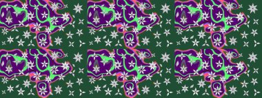 Çiçekli çizim şekli. Yeşil renkli çiçekler. Renkli Bahar Teması eskiz kalıbı. Düz Çiçek Elementleri Tasarımı.