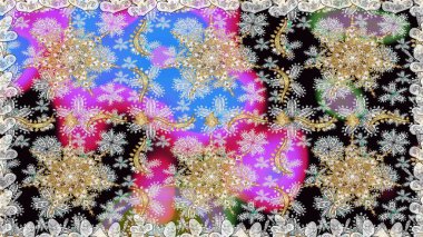 Raster klasik barok çiçeksiz altın desenli. Süslü dekorasyon. Lüks, kraliyet ve Viktorya dönemi konsepti. Gri renklerdeki altın desenli altın elementler.