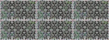 Çiçeksiz desenli, suluboya elle çizilmiş elementler. Parlak renkli fantezi çiçekleri, yapraklar, gri renkli tomurcuklar.