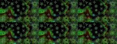 El çizimi. Çiçekli, yapraklı, çiçek desenli eskiz. Raster illüstrasyonu.